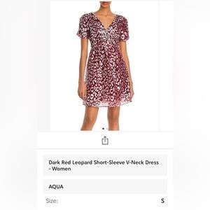 𝅺AQUA Red leopard print dress, size small